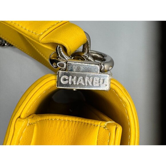 Chanel Yellow Tweed & Leather Chevron Shoulder Bag with COA - Picture 14 of 16